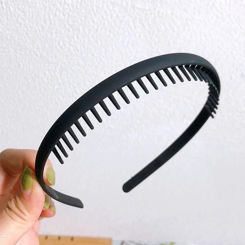 Bandas para el cabello de plástico de color liso peines antideslizantes dentados para mujeres uso de lavado facial para niñas Foto 2 de 4