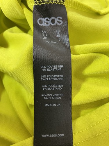 ASOS Yellow Bodycon Ruched Front Stretch Dress UK 12 Fitted Party - Picture 9 of 10