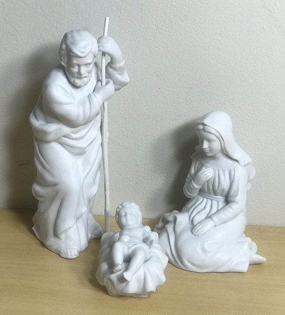 1981 Vintage Avon 3 Pc. Collectible Porcelain Figurines Nativity Scene