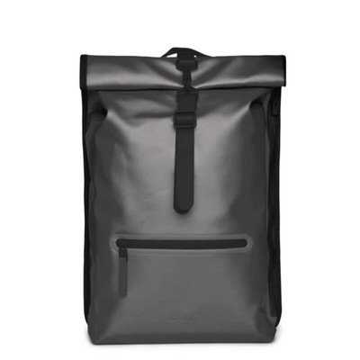 RAINS Trail Rolltop Rucksack W3 Backpack in Metallic Grey Unisex NWT