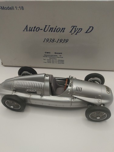 CMC 1/18 Auto Union Type D 1938-1939 Diecast Model Car Silver - Picture 4 of 19