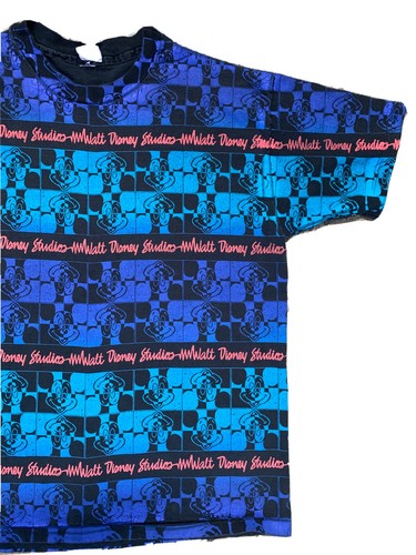 Vintage Mickey Mouse Walt Disney T-Shirt All Over Print 80er selten OSFA XL AOP - Bild 2 von 3