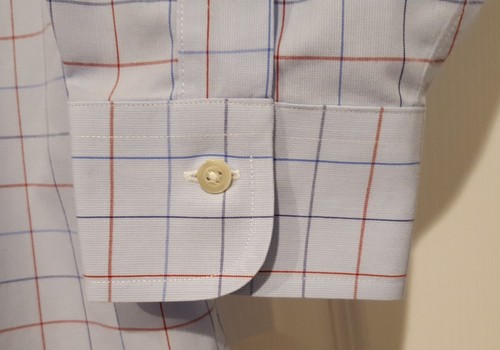 Brooks Brothers Men's 16.5-32 Regent Slim Fit Dress Shirt - Lgt Blue Red Checked - Picture 3 of 4