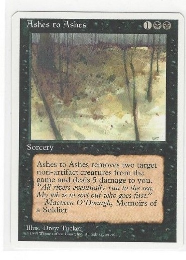 1995 MTG MAGIC THE GATHERING 4TH. FOURTH EDITION BLACK ASHES TO ASHES - SORCERY