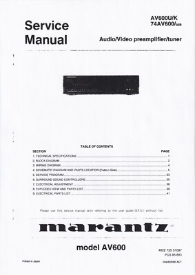 Service Manual-Anleitung für Marantz 74 AV 600 