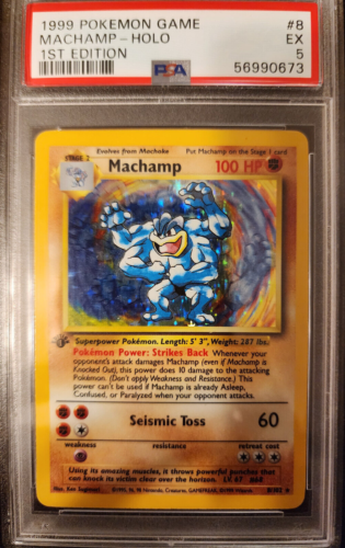 PSA 5 EXCELLENT (EX) Pokemon Base Set I Machamp Holo Card 1st Edition – 8/102