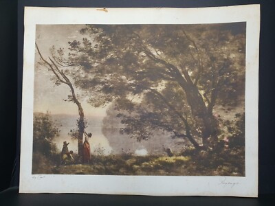 アート・デザイン・音楽 COROT Souvenirs et variations Vintage Camille Corot Print Signed Entitled 