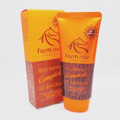 Korea Cosmetic Farmstay Jeju Mayu UV Sun Screen Sun Cream SPF50+ PA+++ K-Beauty