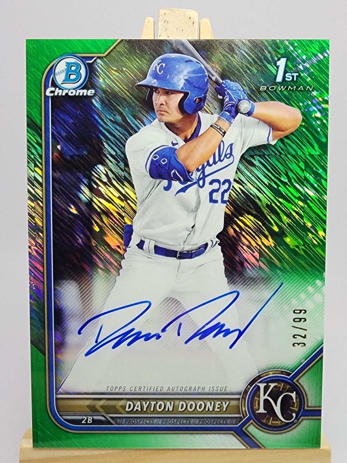 Dayton Dooney 2022 Bowman Chrome Prospect Auto Green Shimmer CPA-DDO /99 Royals