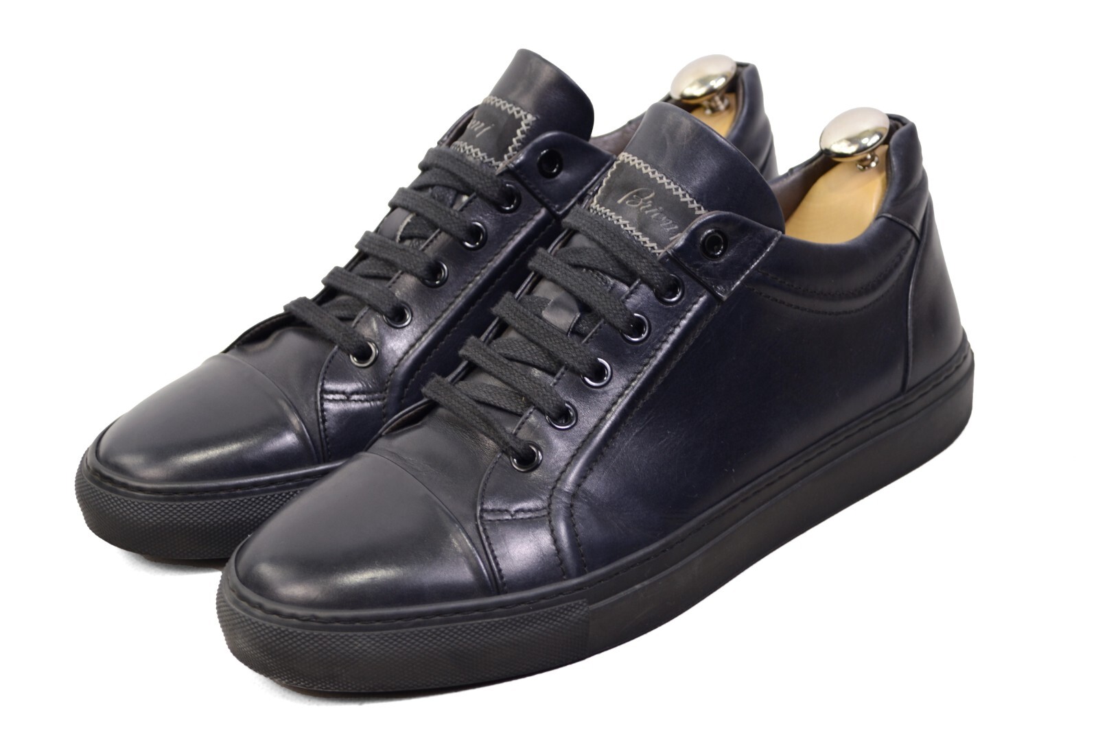 SAOLA 950$ BRIONI NAVY blu sneakers scarpe da ginnastica Italia UK7 US8 uomo Autentiche