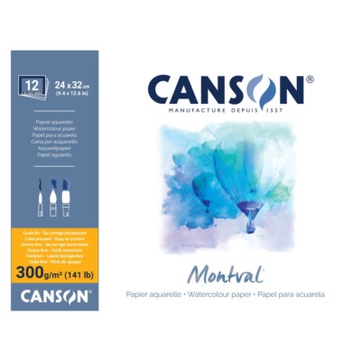 (0,80 /Blatt) Montval Aquarellblock 300g/m² 24 x 32 cm Canson 200006544 12 Blatt