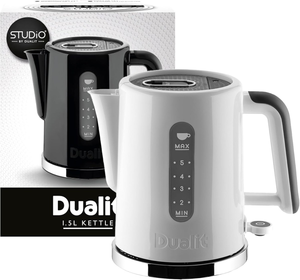 Dualit Studio Jug Kettle in White With Polished Trim Fast  Boiling