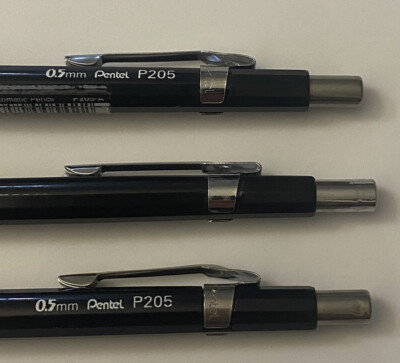 Vintage Mechanical Pencil PENTEL P205 Black 0.5 m/m Japan ( 3