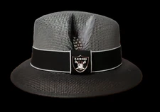 Mens Two Tone Black Gray Raiders center crease Lowrider  hat fedora Derby