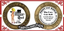 Pussycat Ranch Winnemucca NV Legal Brothel Brass Coin Whore House Token
