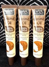 3x VIA 100% NATURAL COCONUT OIL MOISTURE HYDRATES SCALP DRY SKIN HAIR ADDS SHINE