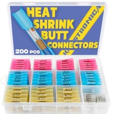 200PCS Marine Grade Heat Shrink Wire Butt Connectors,26-10 Gauge Wire Connect...