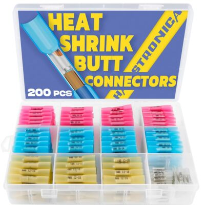 #ad 200PCS Marine Grade Heat Shrink Wire Butt Connectors26 10 Gauge Wire Connect... $27.99