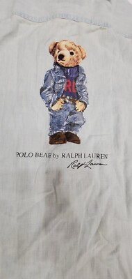Women's Polo Ralph Lauren Denim Teddy Bear Button Up Size Large