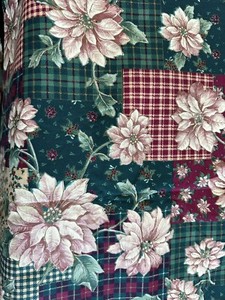 Concord Fabrics by The Kesslers Poinsettia Burgundy Green Cream Checks 3.5 Yards
