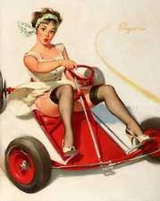 GIL ELVGREN Pin-Up Poster or Canvas Print "Curving Around" #34