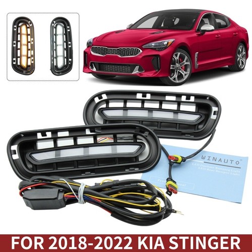 For Kia Stinger 2018-22 LED DRL Fog Lights Daytime Running Lamps Pair 2Pcs GOOD - Picture 3 of 19