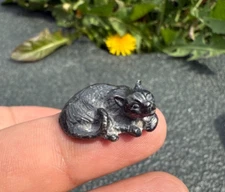 Lovely Antique / Vintage Italian Sterling Silver .925 Solid Figure of Small Cat