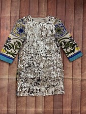 Dolce & Gabbana Silver Sequin Dress Girls size 7/8 Italy Silk Colorful