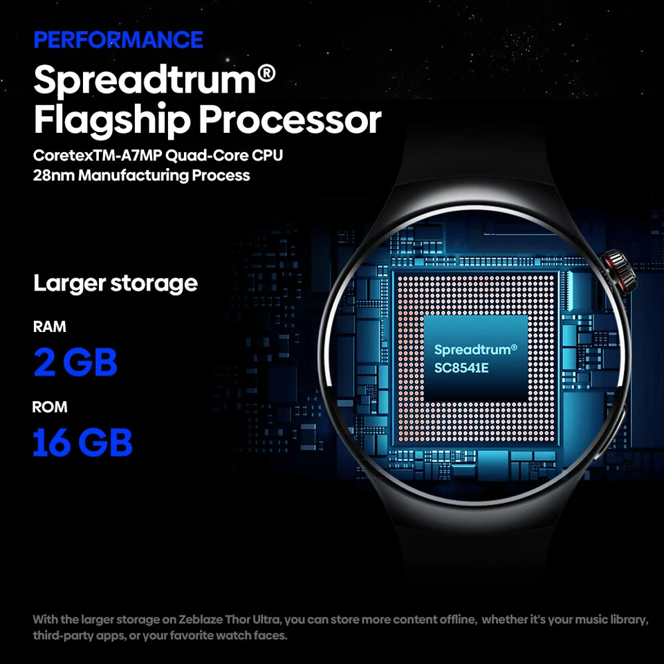 4G WIFI Smart Watch Phone 1.43'' Touch Screen Android 8.1 Smartwatch 2GB +16GB - Image 4 of 4