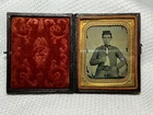 Civil War Ambrotype Portrait Confederate Rebel Solider In Leather Case
