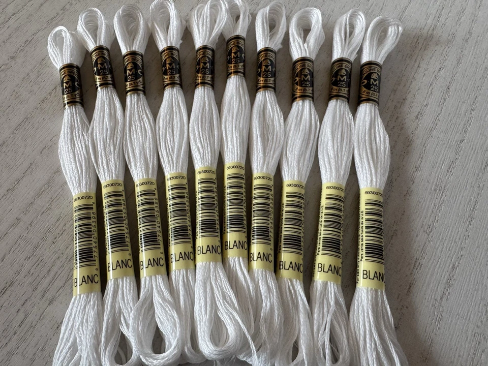 DMC Cotton Embroidery Floss Thread~Lot of 10 Skeins~White 117-BLANC - Image 3 of 4
