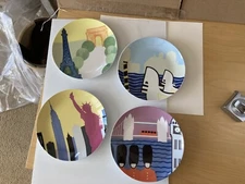 Set of 4 Studio Nova Around the World Plates 7 3/4"