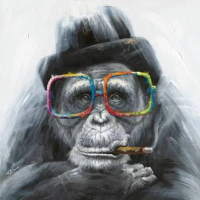 Monkey Smoking Cigar Stretched Canvas Print Picture Wall Art 80cm Art Gumtree Australia Glen Eira Area Caulfield South 1182063858