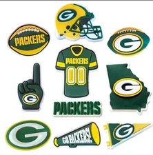 NEW 10 Piece Green Bay Packers Football Shoe Charms Football Shoe Charms