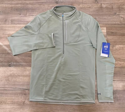 Janji Rover Merino Pullover Mens S Olive Zip Pockets Quick Dry Sweater Jacket