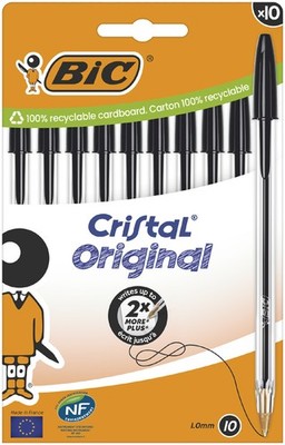 BIC Kugelschreiber Cristal Original schwarz 10er Kartonbox