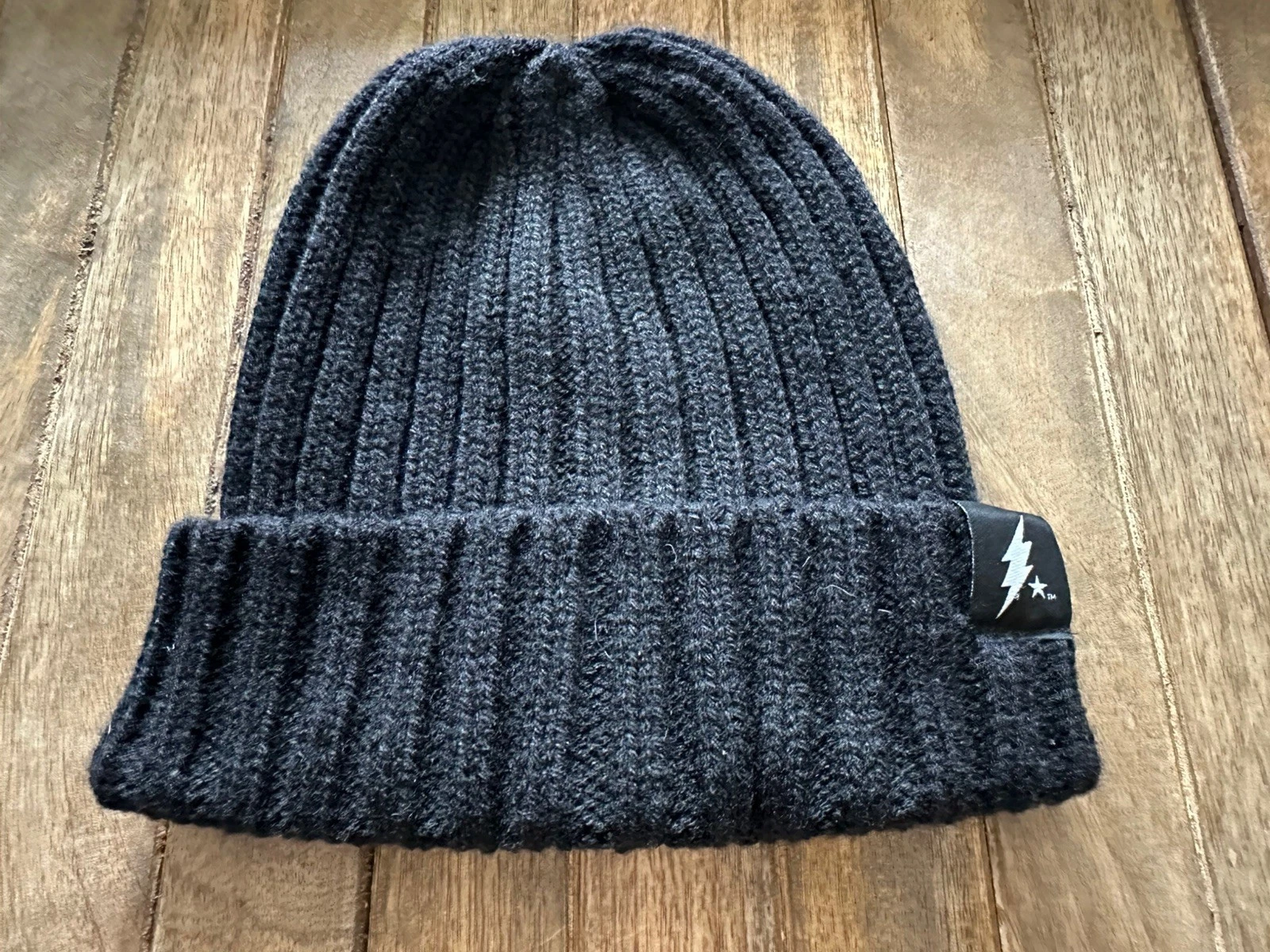 New Atlantis Ribbed Black Knit Outdoor Beanie Hat O/S