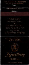 Heidelberg House 1498 Stanley St Montreal Vintage Matchbook Cover TMM13-9