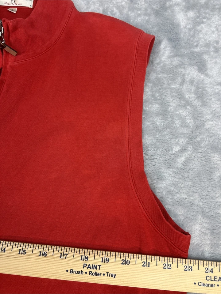 Chaleco Fairway & Greene 1/4 Cremallera Hombres Golf Top Rojo Talla L 100% Algodón Pima Cuello Simulado Foto 2 de 4