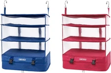 TABITORA Portable Hanging Travel Shelves Bag Packing Cube XL, Blue+Rose 