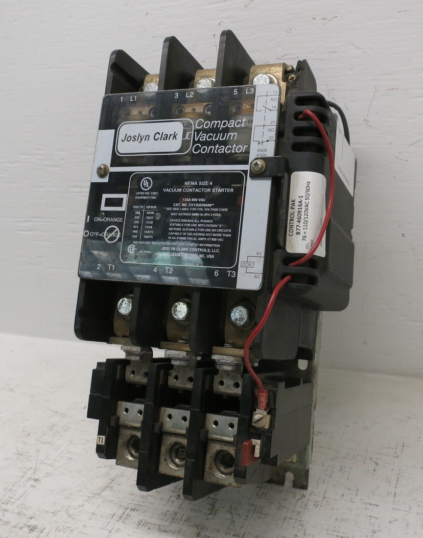 Joslyn Clark CV13U03040676 Size 4 Compact Vacuum Contactor 120V Coil CV13U030406