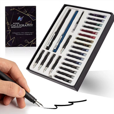 25 Stck. Kalligrafie Stift Schreibset 2 Stifte 5 Federn 16 Tinte Kunst Gothic UK