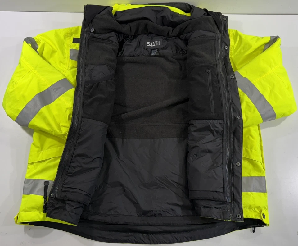 NWOT 2XL 5.11 TACTICAL MENS 3-IN-1 PARKA JACKET HIGH VIS YELLOW 48033 W/ BLEMISH - Image 2 of 4