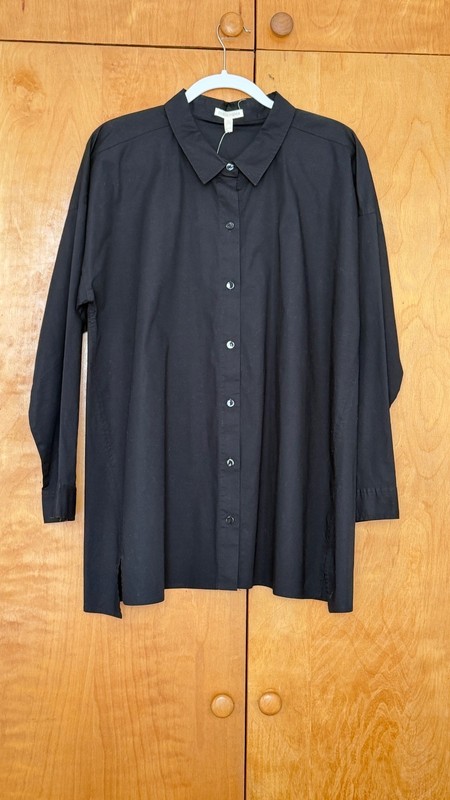 Eileen Fisher Black Poplin A-line top XL