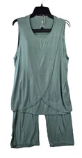 Kindred Bravely Women’s Tulip Hem Nursing Tank & Capri Pajama Set Green XL