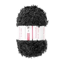 Fur Yarn Polyester Yarn Fluffy Chunky Yarn Black for Crocheting,50m