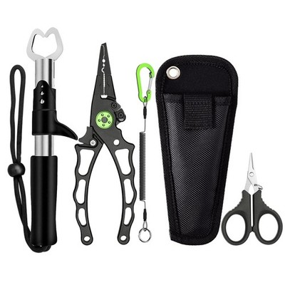 Aluminum Fishing Pliers Tool Kit 5 PCS Hook Remover Fish Scissors Gear