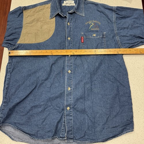 Columbia Mens Shirt XL Denim Shooting Hunting Outdoor Patch Button Long Sleeve - Picture 6 of 10
