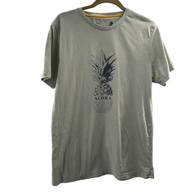 Denim & Flower Graphic T-Shirt Pineapple Aloha Print Light Green Medium Tee