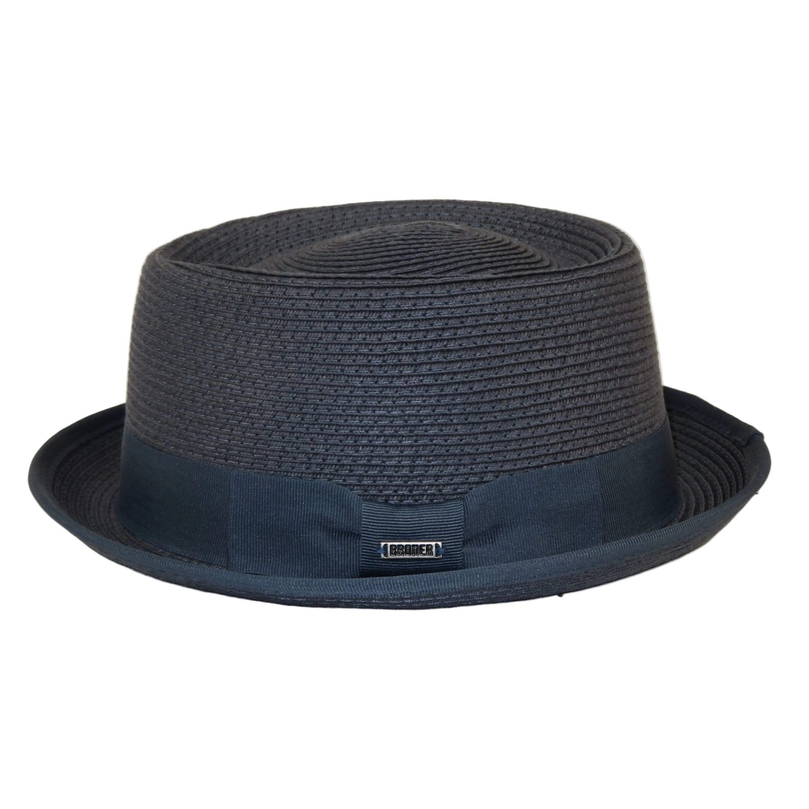 Men's Broner Summer Hat Woven Straw Style Porkpie STAND UP 88-8604 Navy